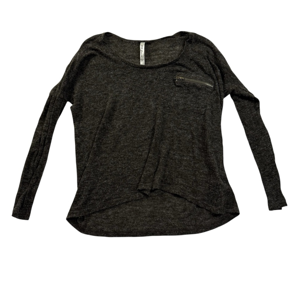 BB Jeans Long Sleeve Top Women's Size L Gray Brown Textured Knit